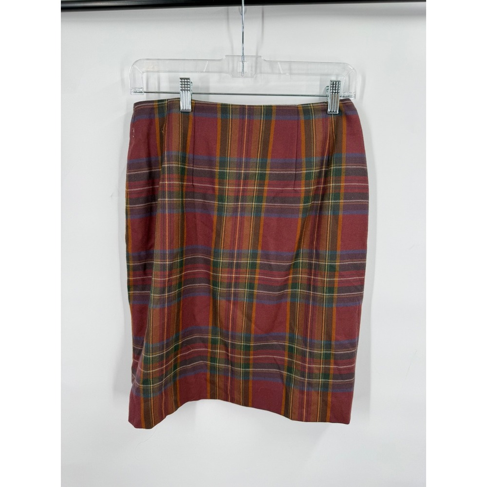 Lands End Vintage Wool Plaid Pencil Skirt Womens Size 8 Tartan Kilt Outlander
